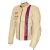 Steve McQueen Cream LE MAN Grand Prix Classic Armoured Biker Jacket